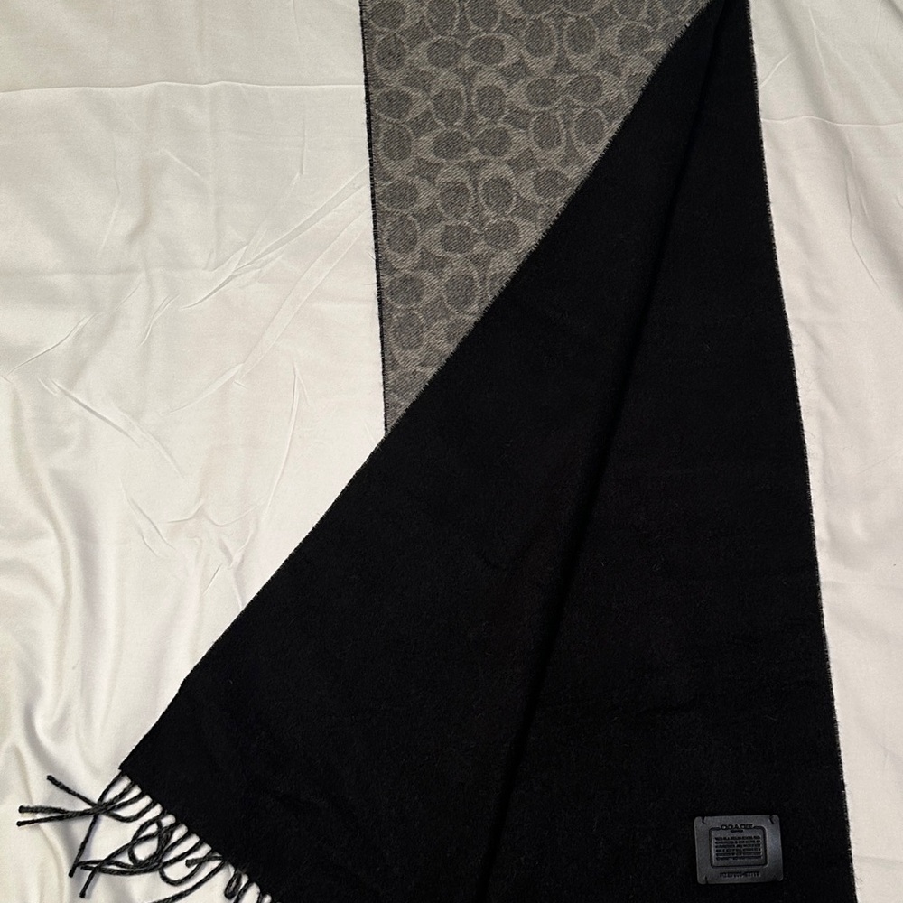 Coach Black and Gray Two-Tone Scarf